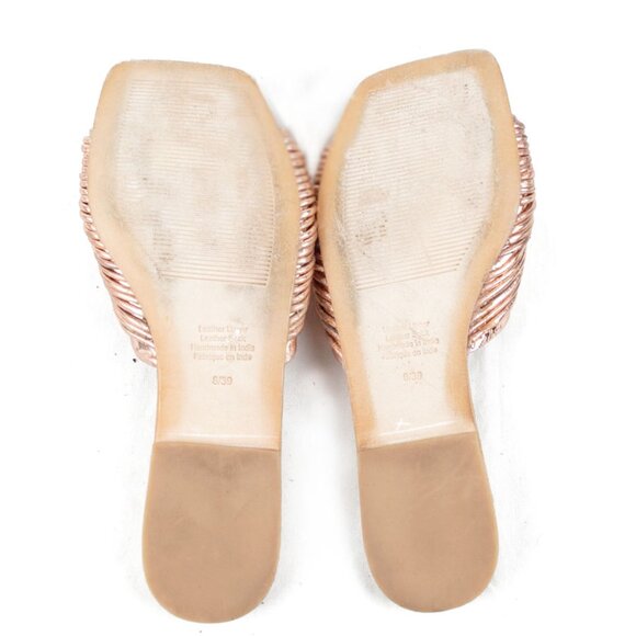 Jeffrey Campbell Women Jeffrey Campbell Knaughty-3 Rose Gold Knotted Slip-On Flat Sandal